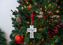 Lighthouse Christian Products Joy Good News Cross White 4 inch Ceramic Christmas Ornament