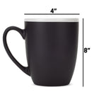 Solid Color White White Exterior 16 ounce Matte Ceramic Mugs Matching Set of 4