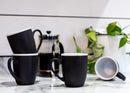 Solid Color White White Exterior 16 ounce Matte Ceramic Mugs Matching Set of 4