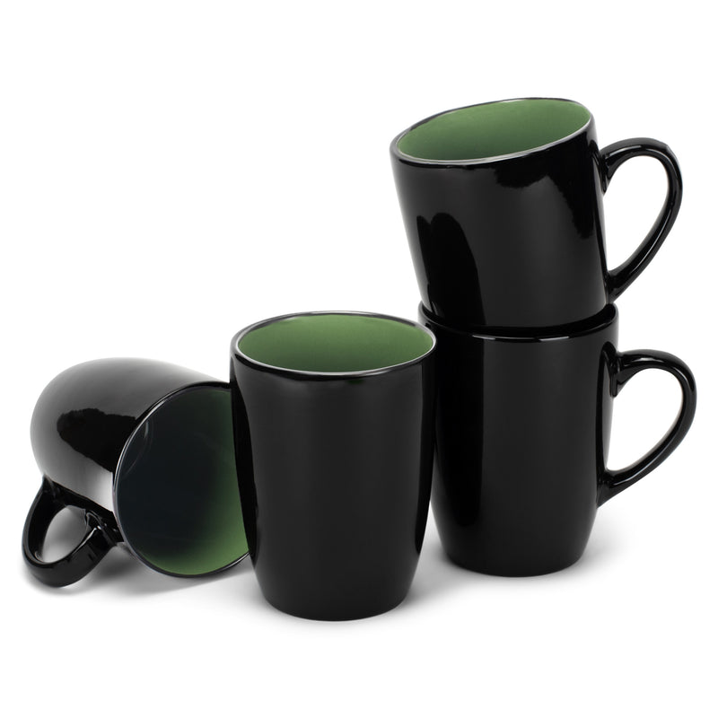 Complete set of Color Pop Green Black Exterior Matching Coffee Mug Set