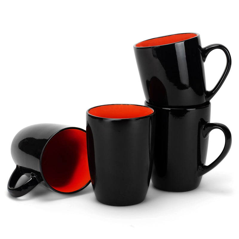 Complete set of Color Pop Orange Black Exterior Matching Coffee Mug Set