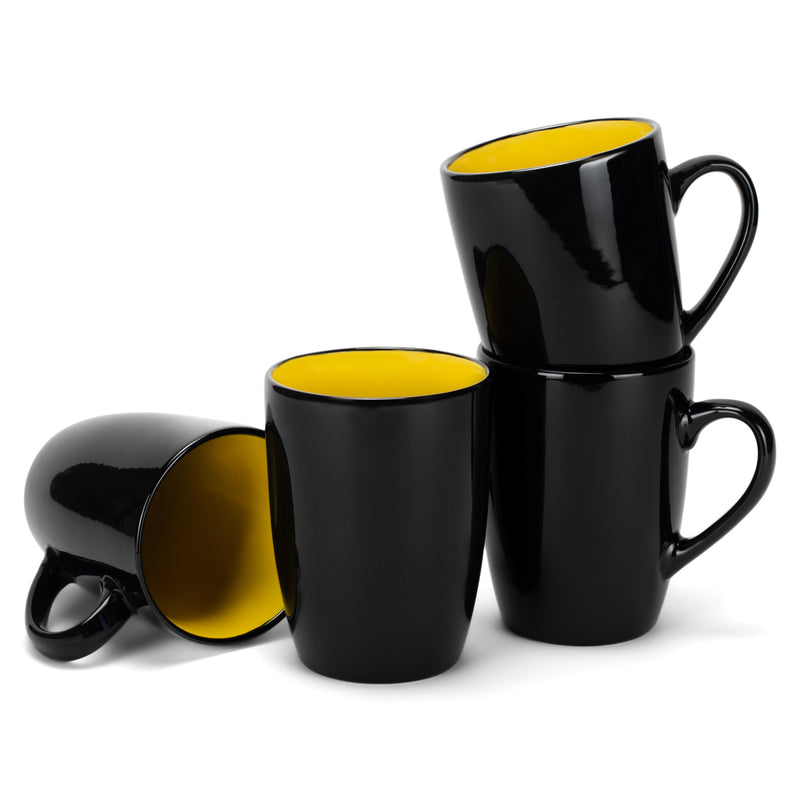 Complete set of Color Pop Yellow Black Exterior Matching Coffee Mug Set