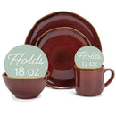 Elanze Designs Reactive Glaze Ceramic Stoneware Dinnerware 16 Piece Set - Service for 4, Burnt Auburn Red