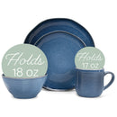 Elanze Designs Reactive Glaze Ceramic Stoneware Dinnerware 16 Piece Set - Service for 4, Cobalt Blue