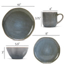 Elanze Designs Reactive Glaze Ceramic Stoneware Dinnerware 16 Piece Set - Service for 4, Ocean Teal Blue
