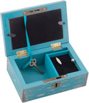 True Friends Grateful Teal Wood Locket Jewelry Music Box Plays Tune That's What Friends are For