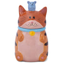 100 North Striped Tabby Cat and Mouse Blue 10 x 6.3 Dolomite Ceramic Cookie Jar