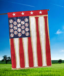 Magnolia Garden Red White Blue Baseball Batt 19 x 13 Polyester Small House Flag