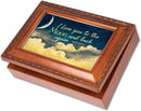 I Love You to the Moon and Back Woodgrain Rope Trim Jewelry Music Box Plays Wonderful World