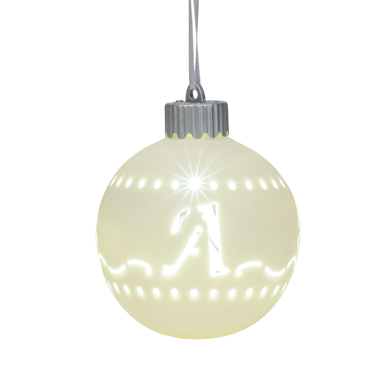 Mark Feldstein & Associates A LED Monogram White Bisque 4 x 4 Porcelain Ceramic Decorative Hanging Ornament