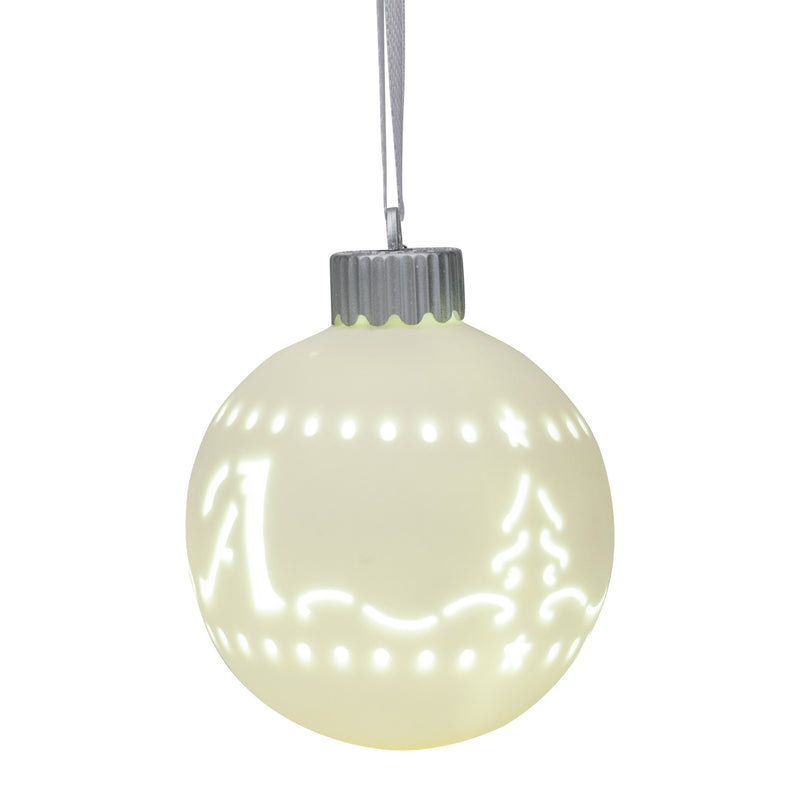 Mark Feldstein & Associates A LED Monogram White Bisque 4 x 4 Porcelain Ceramic Decorative Hanging Ornament