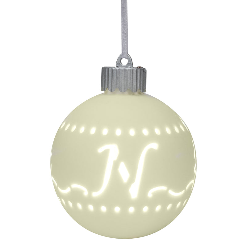 Mark Feldstein & Associates N LED Monogram White Bisque 4 x 4 Porcelain Ceramic Decorative Hanging Ornament