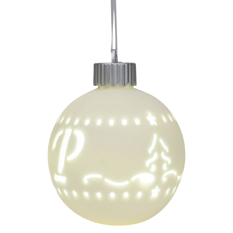 Mark Feldstein & Associates P LED Monogram White Bisque 4 x 4 Porcelain Ceramic Decorative Hanging Ornament