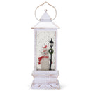 Mark Feldstein & Associates Snowman with Lampost Glitter White 11 x 4 Resin Stone Holiday Candle Lantern