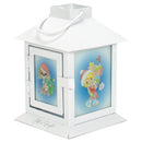 Mark Feldstein & Associates Precious Moments All is Bright White 6 x 4 Glass Steel Holiday Lantern