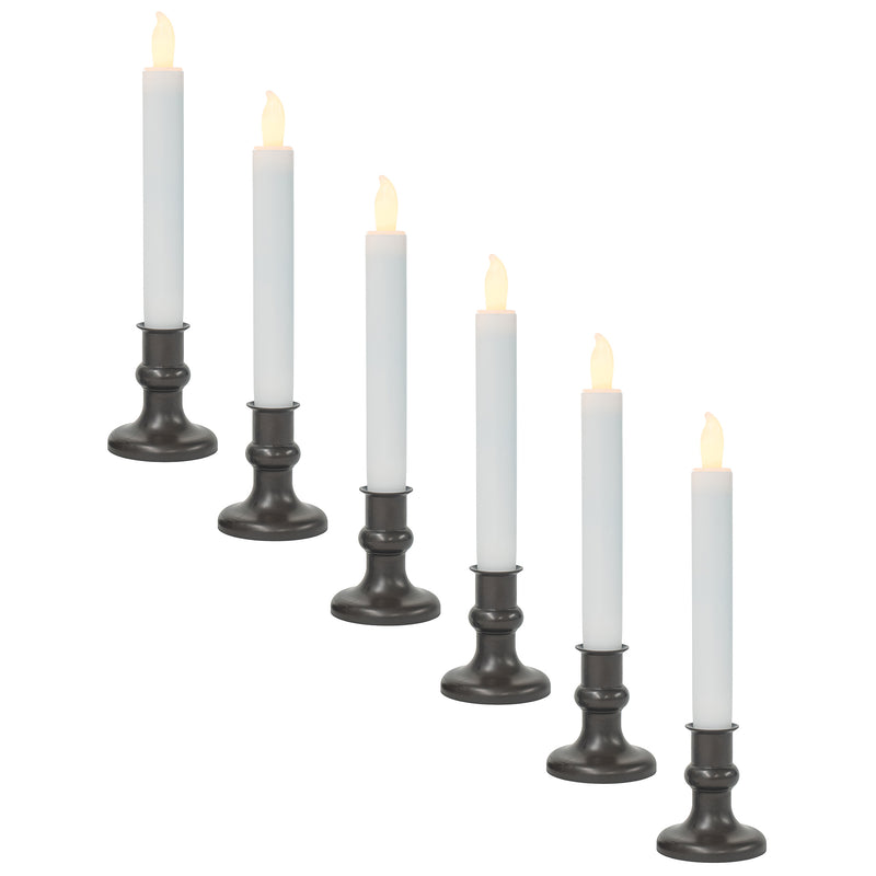 LED Taper Classic White 7 inch Acrylic Flameless Candles Set of 6 with Timer