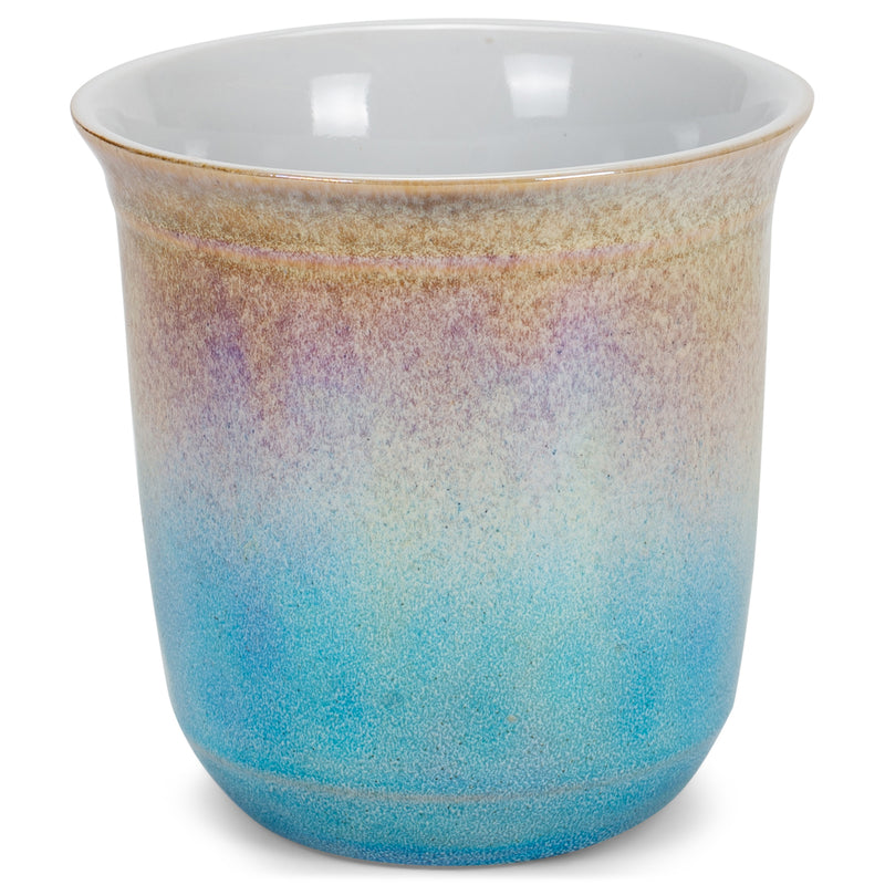 Cream With Blue Glossy Rainbow Glaze 17 ounce Stoneware Coffee Cup Mugs Set of 4