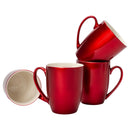 Cardinal Red Glossy Finish 10 ounce New Bone China Coffee Cup Mugs Set of 4