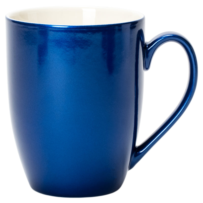 Navy Blue Glossy Finish 10 ounce New Bone China Coffee Cup Mugs Set of 4