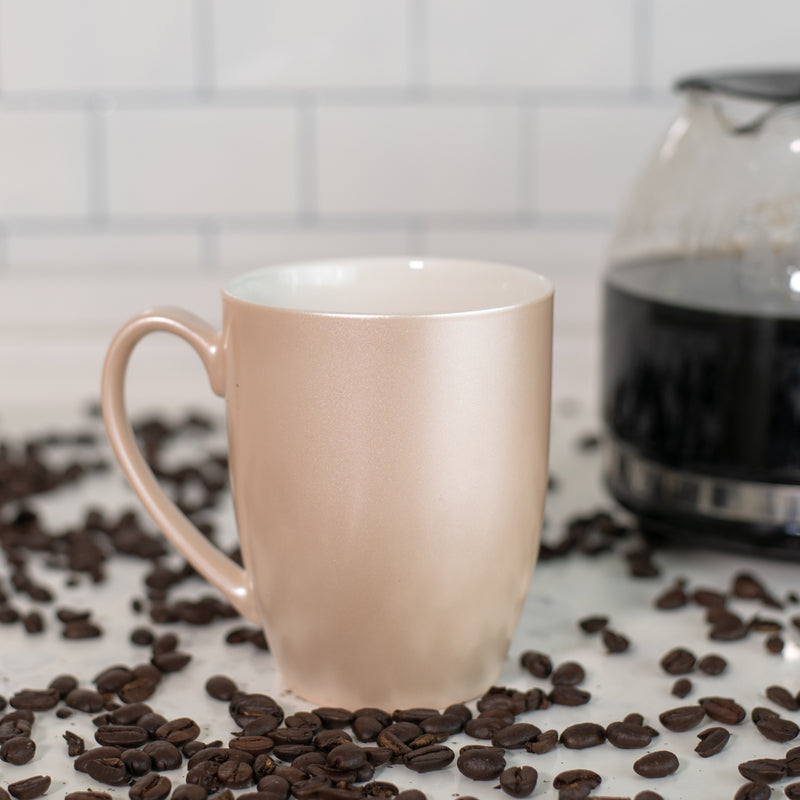 Precious Pearl Finish 10 ounce New Bone China Coffee Cup Mugs Set of 4
