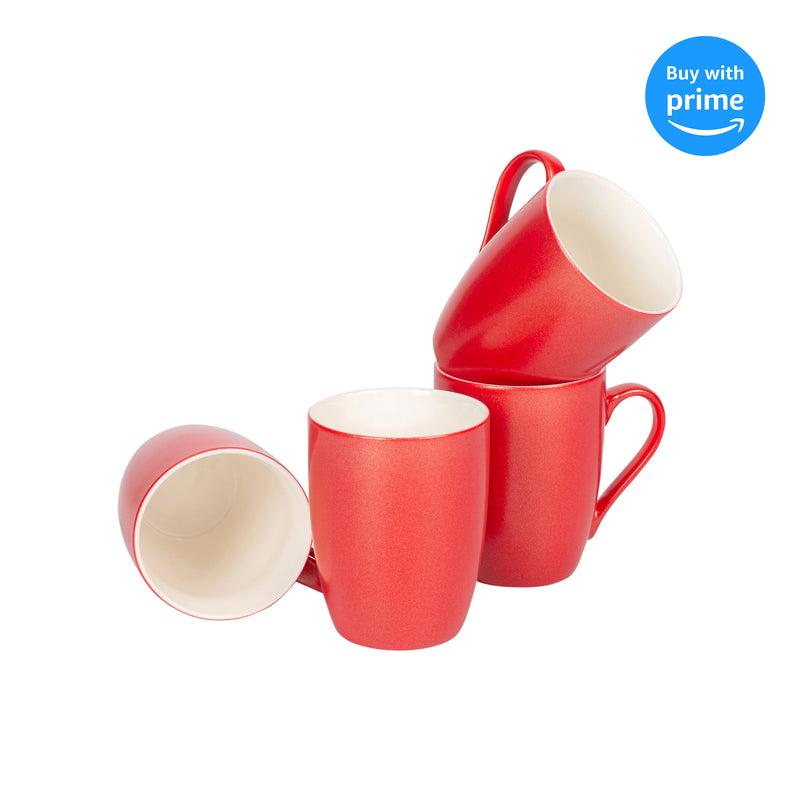 Complete set of Crimson Red Glossy Matching Coffee Mug Set