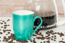 Seafoam Teal Green Metallic Finish 10 Oz. New Bone China Coffee Cup Mug Set of 4