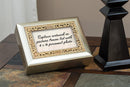 50th Anniversary Silvertone Gold Inlay Jewelry Music Box Plays Unchained Melody