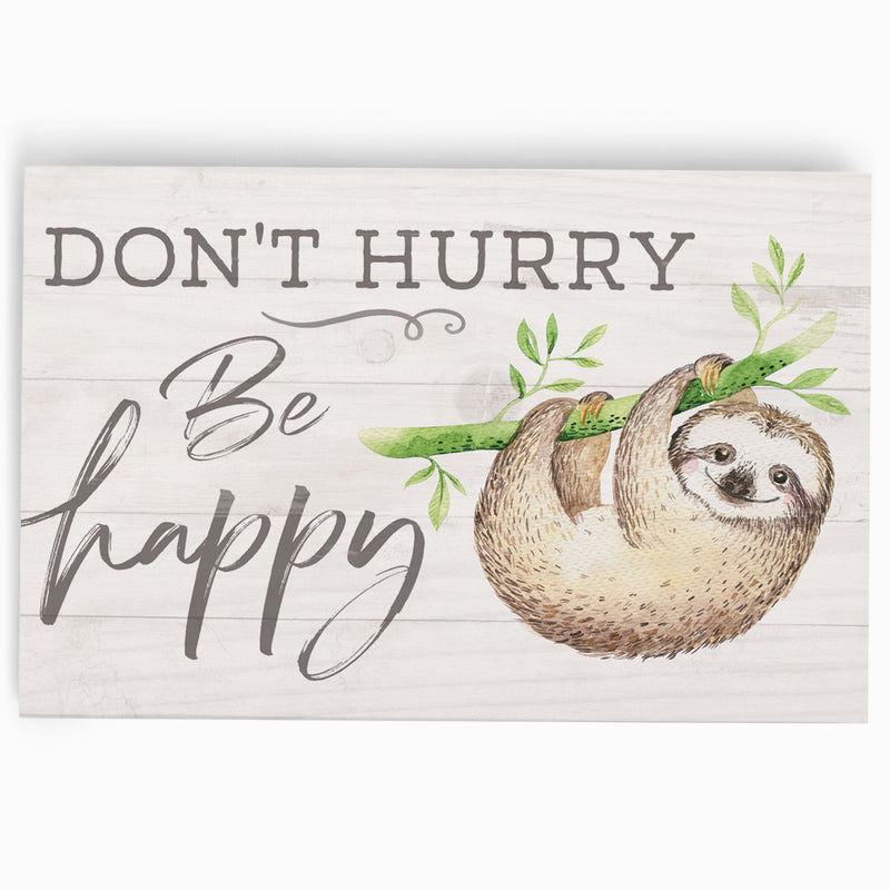 P. Graham Dunn Dont Hurry Be Happy Cream 5 x 3.5 Pine Wood Decorative Tabletop Word Block Plaque