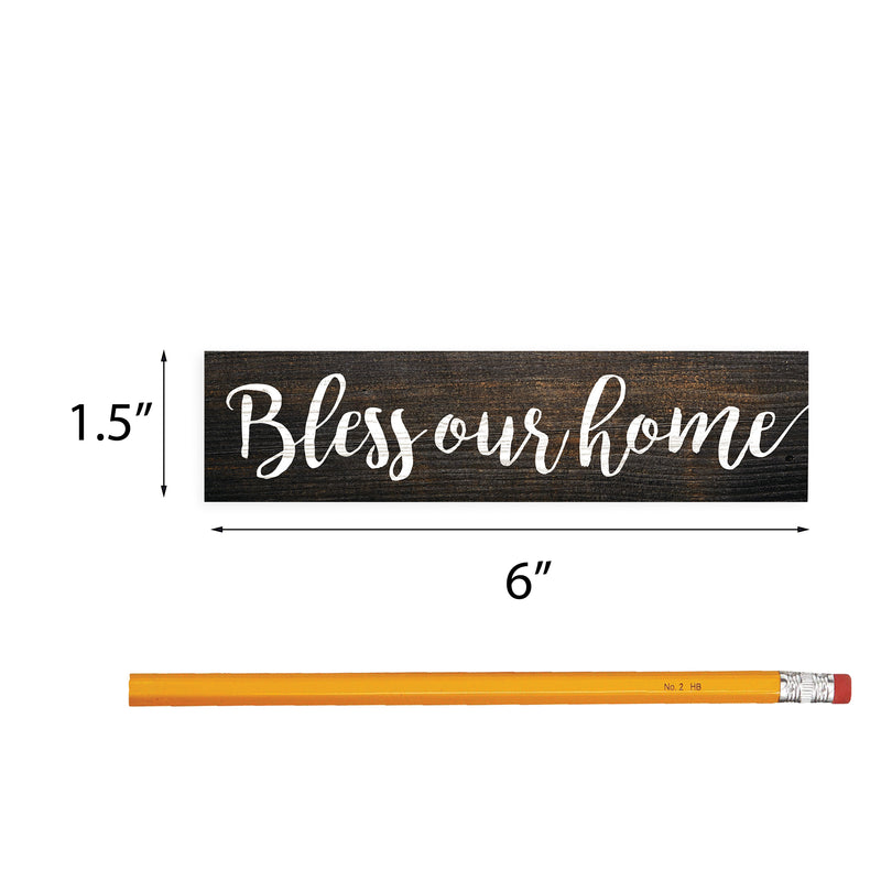 P. Graham Dunn Bless Our Home Script Design Distressed 6 x 1.5 Mini Pine Wood Tabletop Sign Plaque
