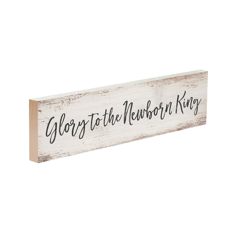 P. Graham Dunn Glory to Newborn King Whitewash Christmas 6 x 1.5 Mini Pine Wood Tabletop Sign Plaque