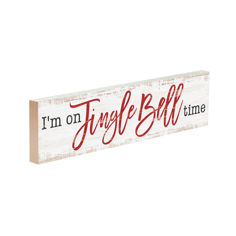 P. Graham Dunn Jingle Bell Time Rosy Red 6 x 1.5 Mini Pine Wood Christmas Tabletop Sign Plaque