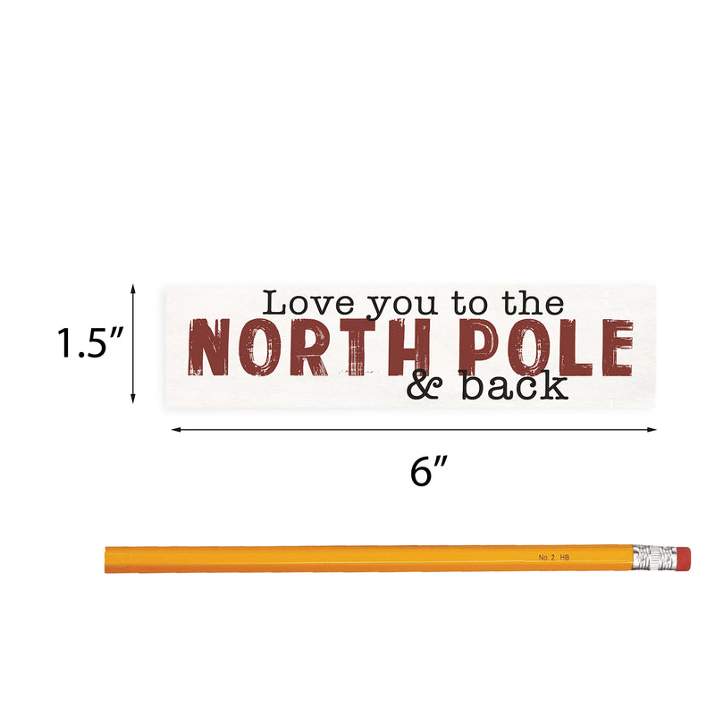 P. Graham Dunn North Pole White 6 x 1.5 Mini Pine Wood Christmas Tabletop Sign Plaque