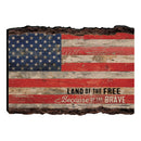 P. Graham Dunn Patriotic American Flag Land of The Free Distressed 4 x 6 Wood Bark Edge Design Sign