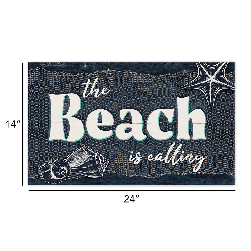 P. Graham Dunn Beach Is Calling Blue 24 x 14 Pine Wood Pallet Décor Sign