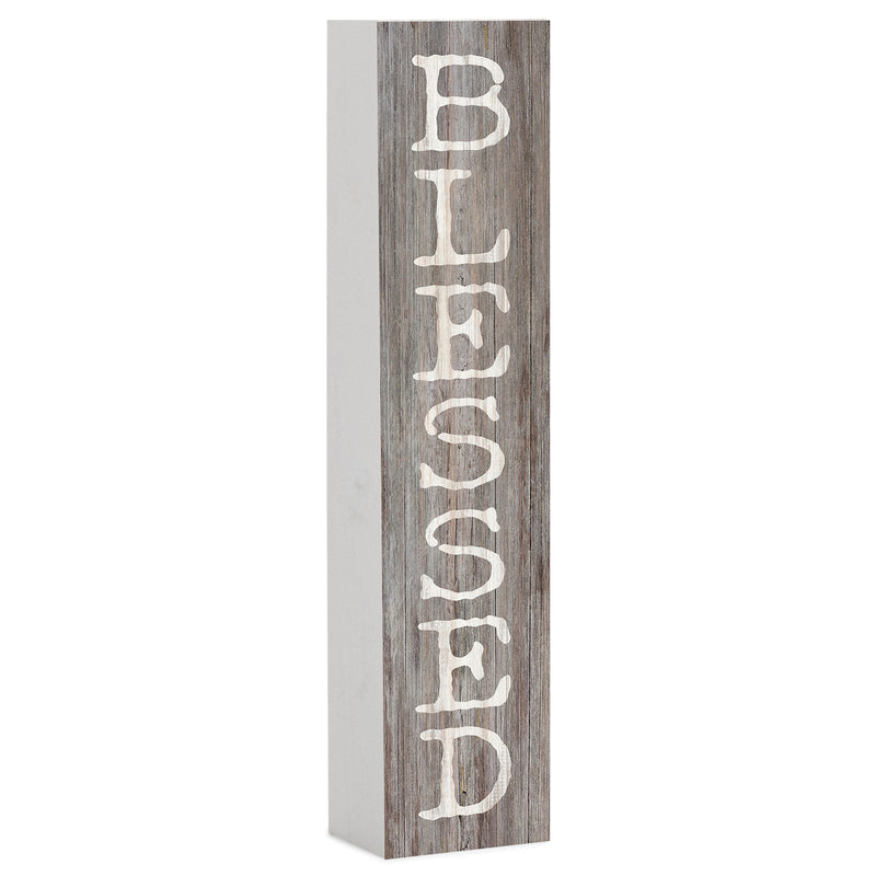 P. Graham Dunn Blessed Rustic Grey 7.25 x 1.5 Inch Wood Vertical Tabletop Block Sign