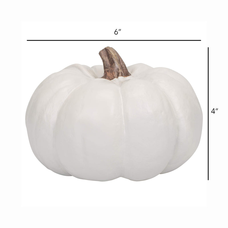 Classic White 6 inch Resin Harvest Decorative Pumpkin