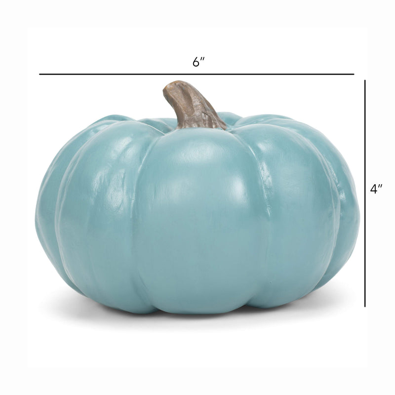 Teal Blue 6 inch Resin Harvest Decorative Pumpkin