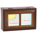 Top down view of Never Know How Much Love You Woodgrain Rope Trim Petite Music Box