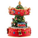 Gilded Gold Holiday Revolving Musical Carousel - Plays Tune We Wish You A Merry Christmas