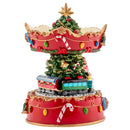 Gilded Gold Holiday Revolving Musical Carousel - Plays Tune We Wish You A Merry Christmas