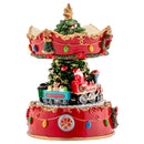 Gilded Gold Holiday Revolving Musical Carousel - Plays Tune We Wish You A Merry Christmas