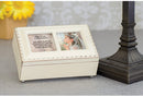 Top down view of First Communion God Beside You Matte Ivory Rope Trim Petite Music Box