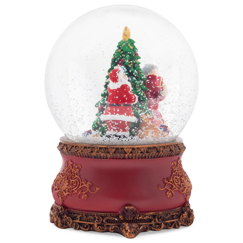 Elanze Designs Mr and Mrs Claus 120 MM Christmas Snow Globe Plays Deck The Halls