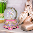 Pink Rose Horse and Carousel 100MM Musical Water Globe Plays Tune Carousel Waltz
