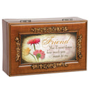 Top down view of Friend Woodgrain Embossed Petite Rose Music Box