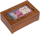 Top down view of Sister Always in My Heart Woodgrain Embossed Petite Rose Music Box