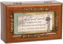 Home décor keepsake and trinket box made with hidden musical mechanism inside