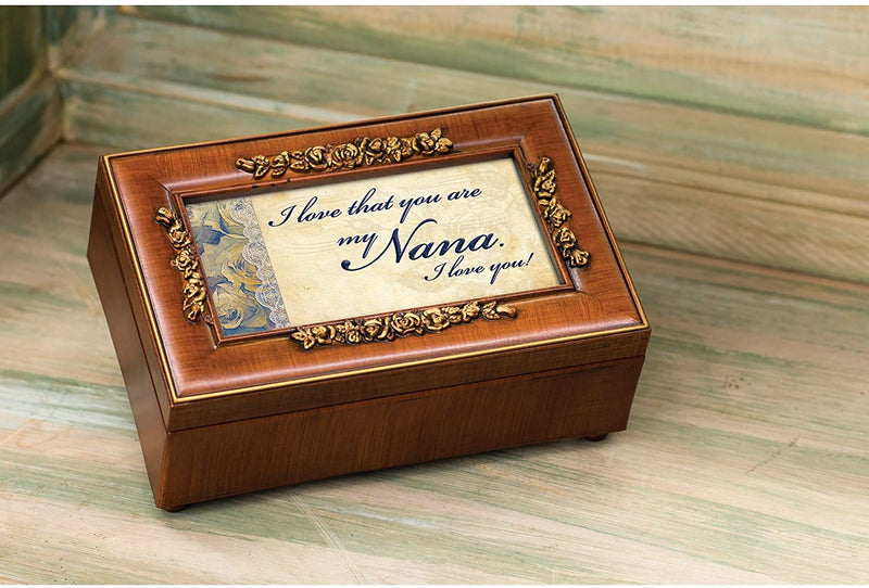 Love That You Are My Nana Woodgrain Embossed Jewelry Music Box Plays Wonderful World