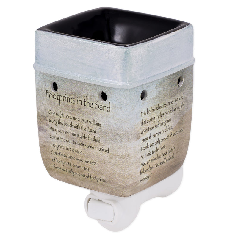 Front view of Footprints in The Sand Electric Plug-in Outlet Wax and Oil Warmer