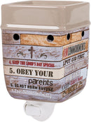 Ten Commandments Pallet Wood Look Ceramic Electric Ceramic Stoneware Plug-in Warmer